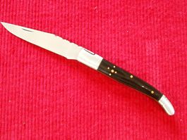 Laguiole Taschenmesser Edelstahl, Horn-Griff, Lederetui