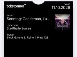 Ticket Gentleman, Lu... 11.10.2026 Stadthalle Sursee