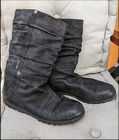 PRADA : Bottes plates cuir noir used look lagenlook 39