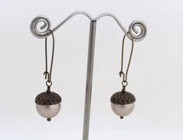 Eicheln Ohrhänger Antikbronze - Ohrringe neu Handmade Braun