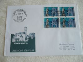 7.3.89 Sonderdatumstempel ET 700 Jahre Delémont = FDC SBK771