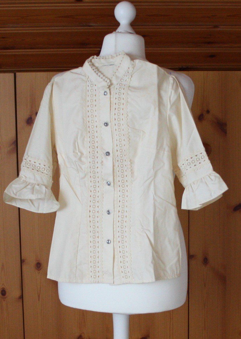 Camicette: Bluse mit Spitze hellgelb Gr. S – Usato da Flüelen venduto da Diversicum-Vintage 2