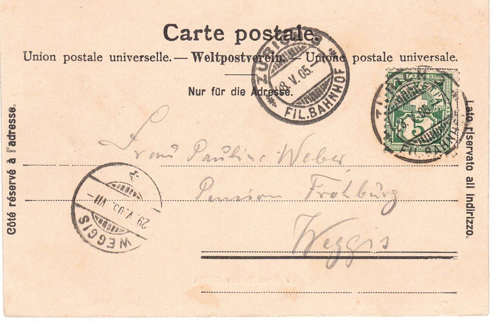Cartes postales: 1905 Zürich, Waldhaus Dolder – D'occasion à Kreuzlingen par Koi4 1