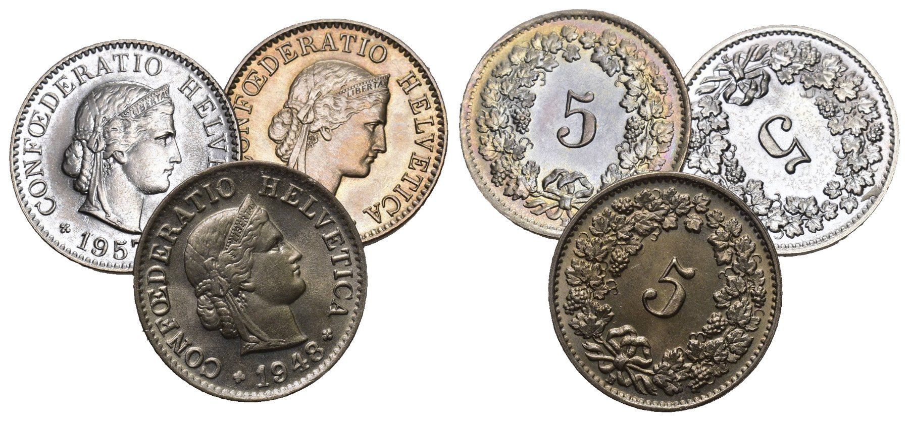Toutes les monnaies: Schweiz 1948+1951+1957 – D'occasion à Bern par numismatictops