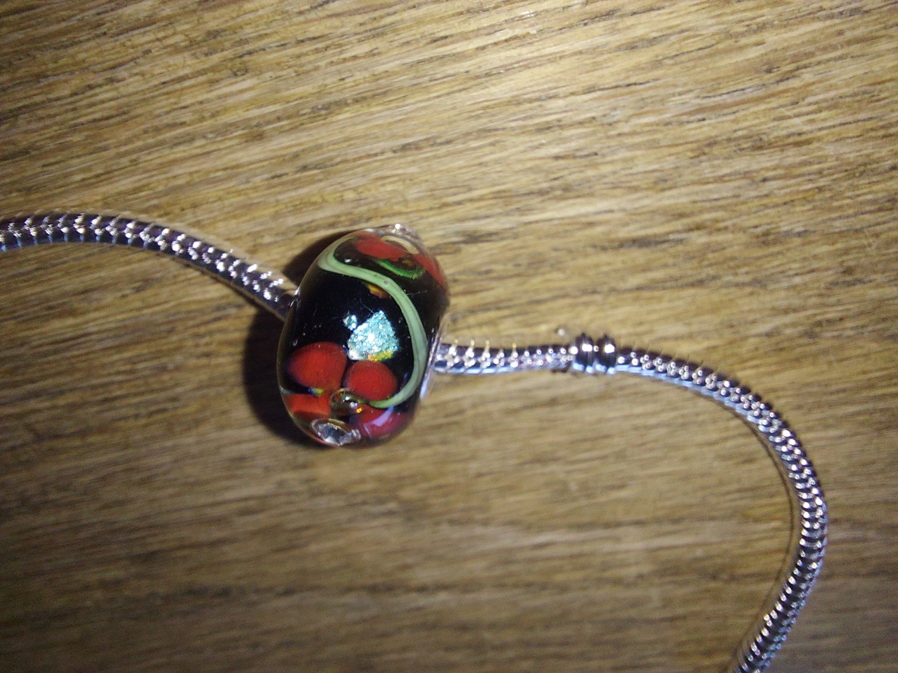 Perle (finte): Lampwork Glasperle mit Blumen und Strass Glass bead – Nuovo (secondo la descrizione) da Langenthal venduto da flowersNbirds 3
