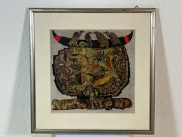 Josef Liesler Radierung Original Hieroglyphen 1971