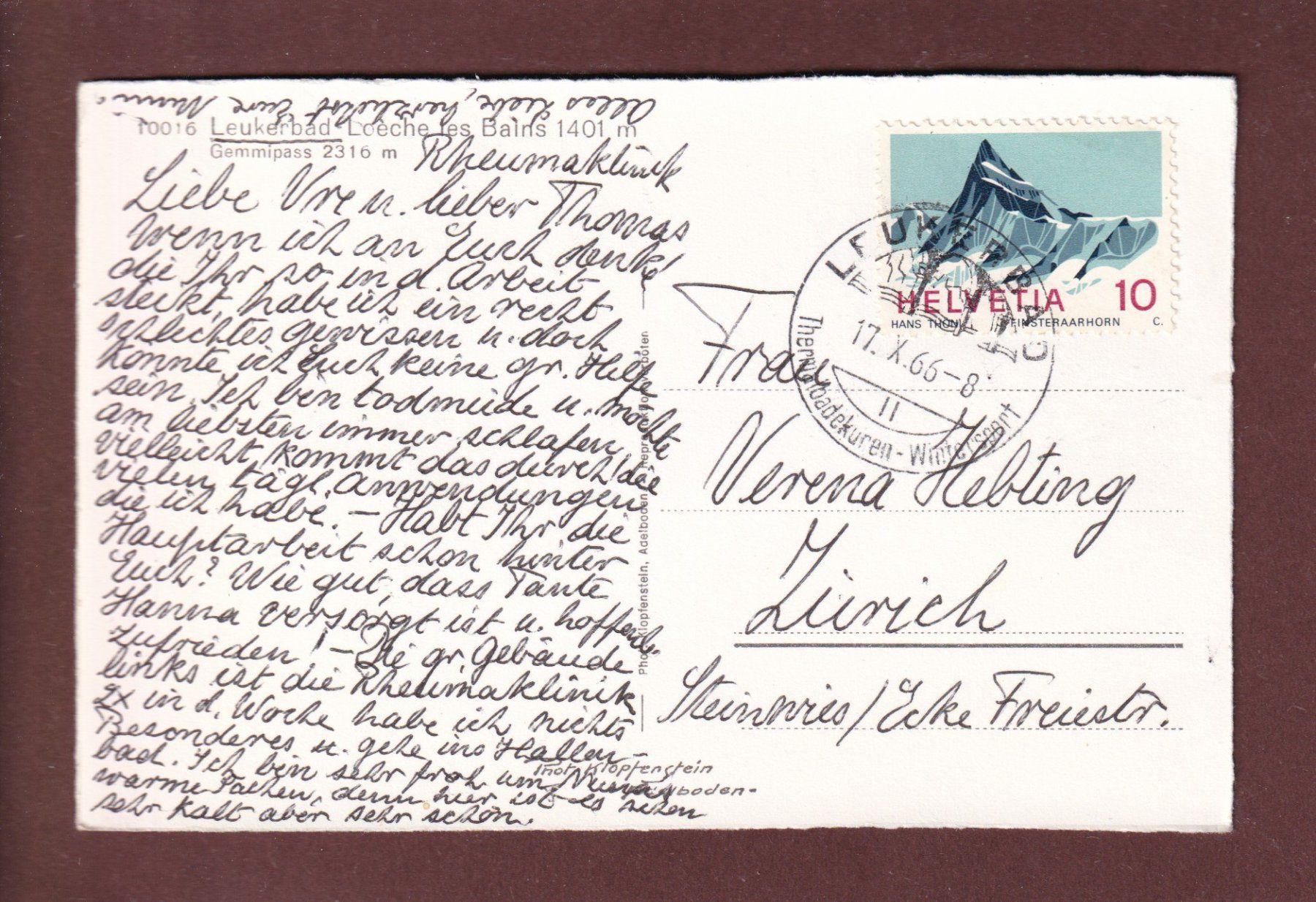 Cartoline postali: LEUKERBAD - 1966 – Usato da Pully venduto da nicecards 1
