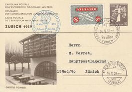 Landi Karte verwendet für den Landi-Ballonflug 1939 Bäretswi