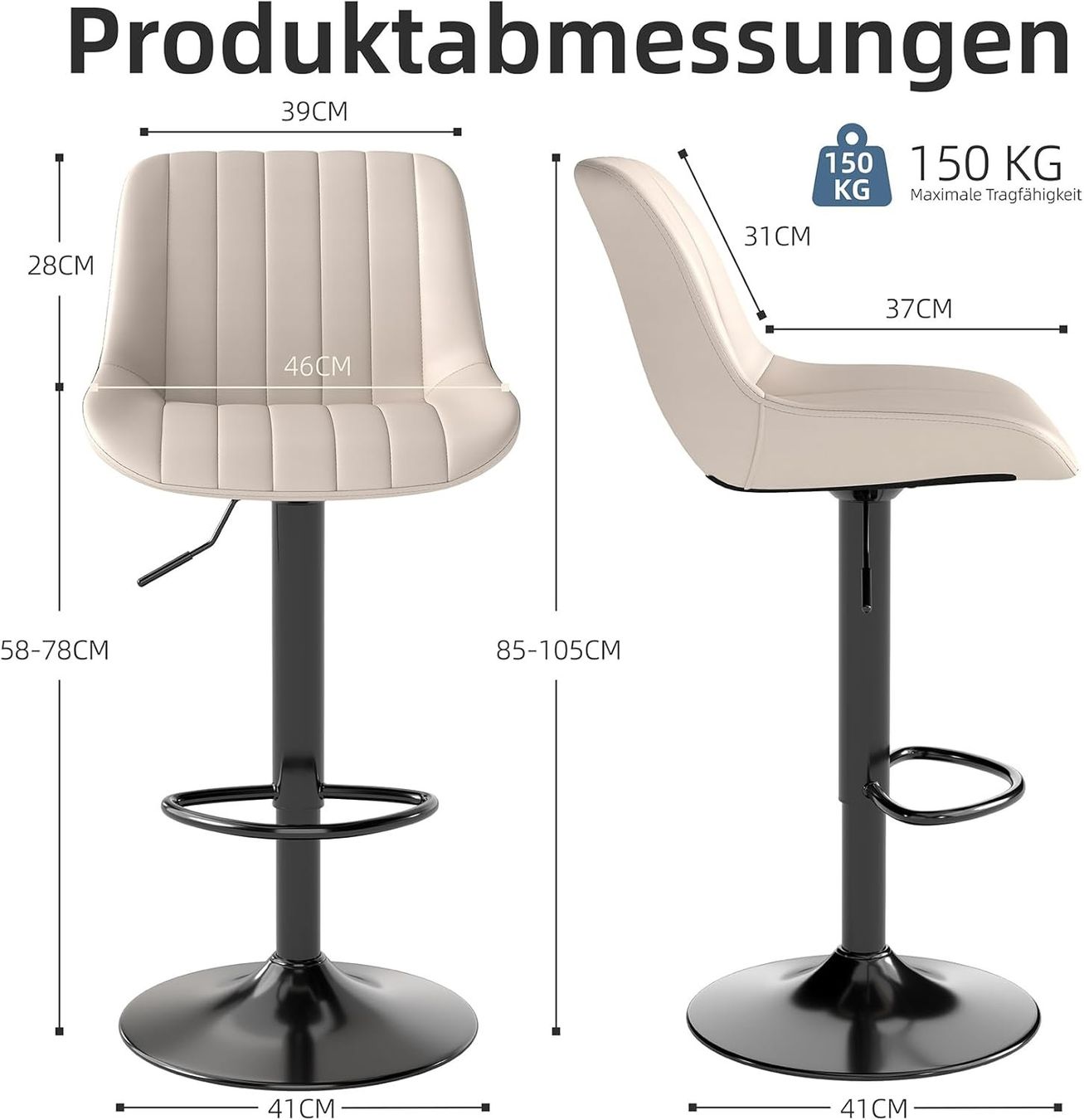 Hocker: Barhocker 2er Set Drehbar Höhenverstellbar Lehne – Neu und originalverpackt aus Schaffhausen von her_zt65 3