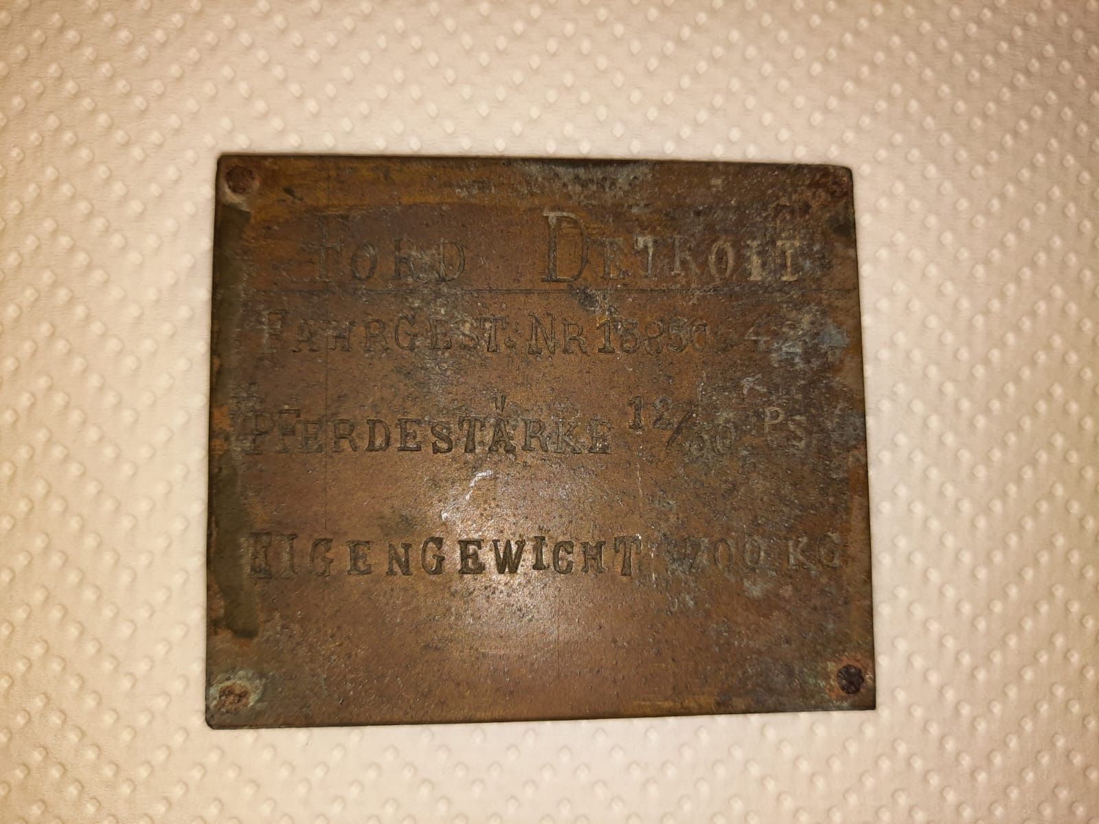 Insegne: Uralte Messingplakette von Ford Detroit – Usato da Schaffhausen venduto da Simmel80 1
