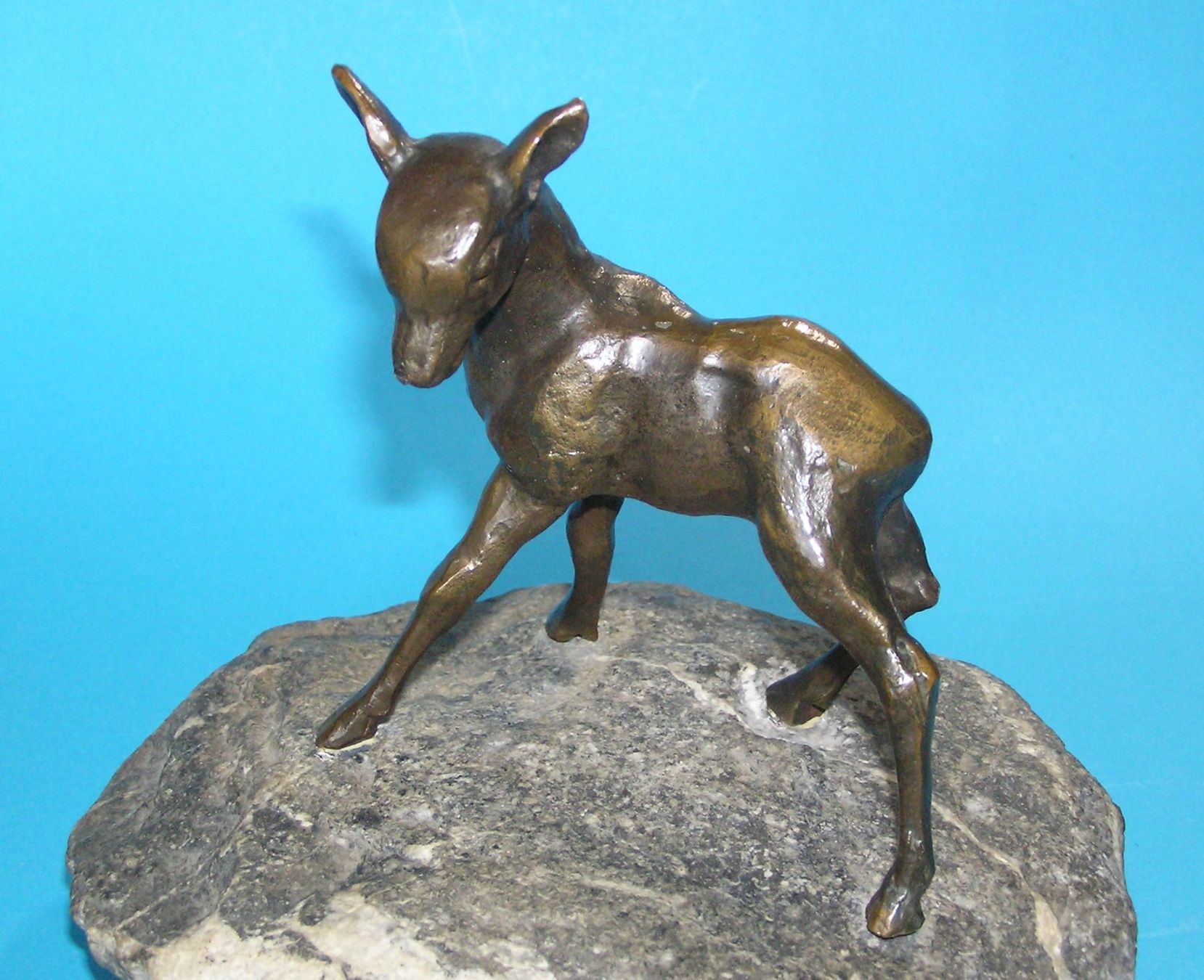 Sculture & Statue: CHARLES REUSSNER BRONZE REHKITZ FAON SKULPTUR – Usato da Grenchen venduto da Antique-hunter 1