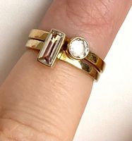 Ring 925 Silber Solitär Bergkristall gold Klassiker fein 54