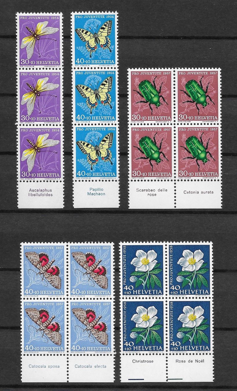 Alle Briefmarken: 1954-58: Pro Juventute Kleinlot mit Tabs ** – Gebraucht aus Walperswil von Tcheidi