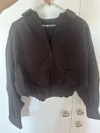 Zara Bluse braun mit Gummizug am Saum