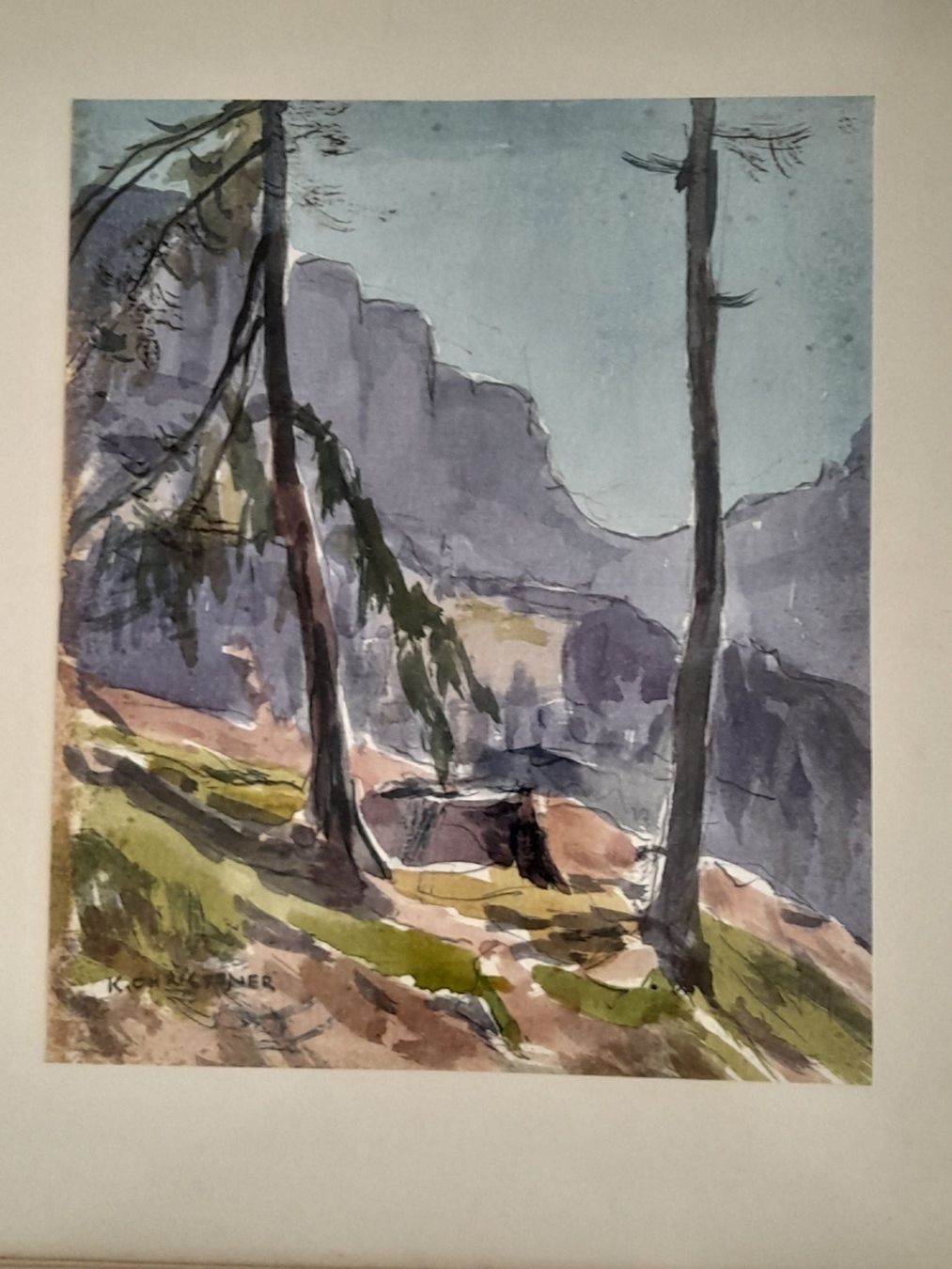 Dipinti: Karl Christener - Aquarell Berglandschaft - – Usato da Thun venduto da JeJoe 8