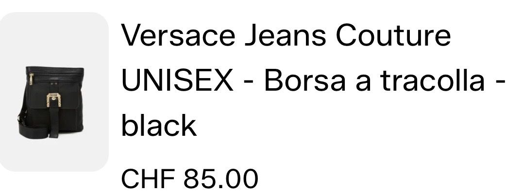 Versace Autres vêtements & accessoires: Borsa a tracolla Versace Jeans Couture Unisex nero – D'occasion à Volketswil par mau_9pxs 1