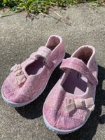 Mädchen Schuhe Gr. 25 Glitzer Rosa Schleife Finken Hausschuh