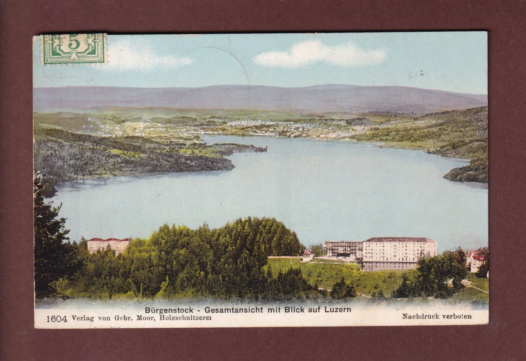 Cartoline postali: BÜRGENSTOCK - Blick auf Luzern - 1906 – Usato da Pully venduto da nicecards-shop