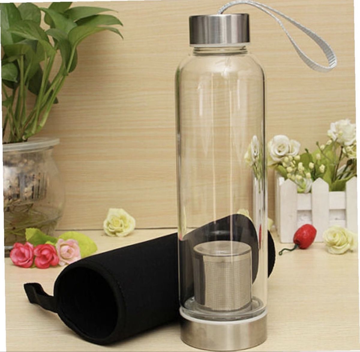 Borracce & Thermos: Glasflasche mit Edelstahl teesieb – Nuovo (secondo la descrizione) da Winterthur venduto da Puma2662 1