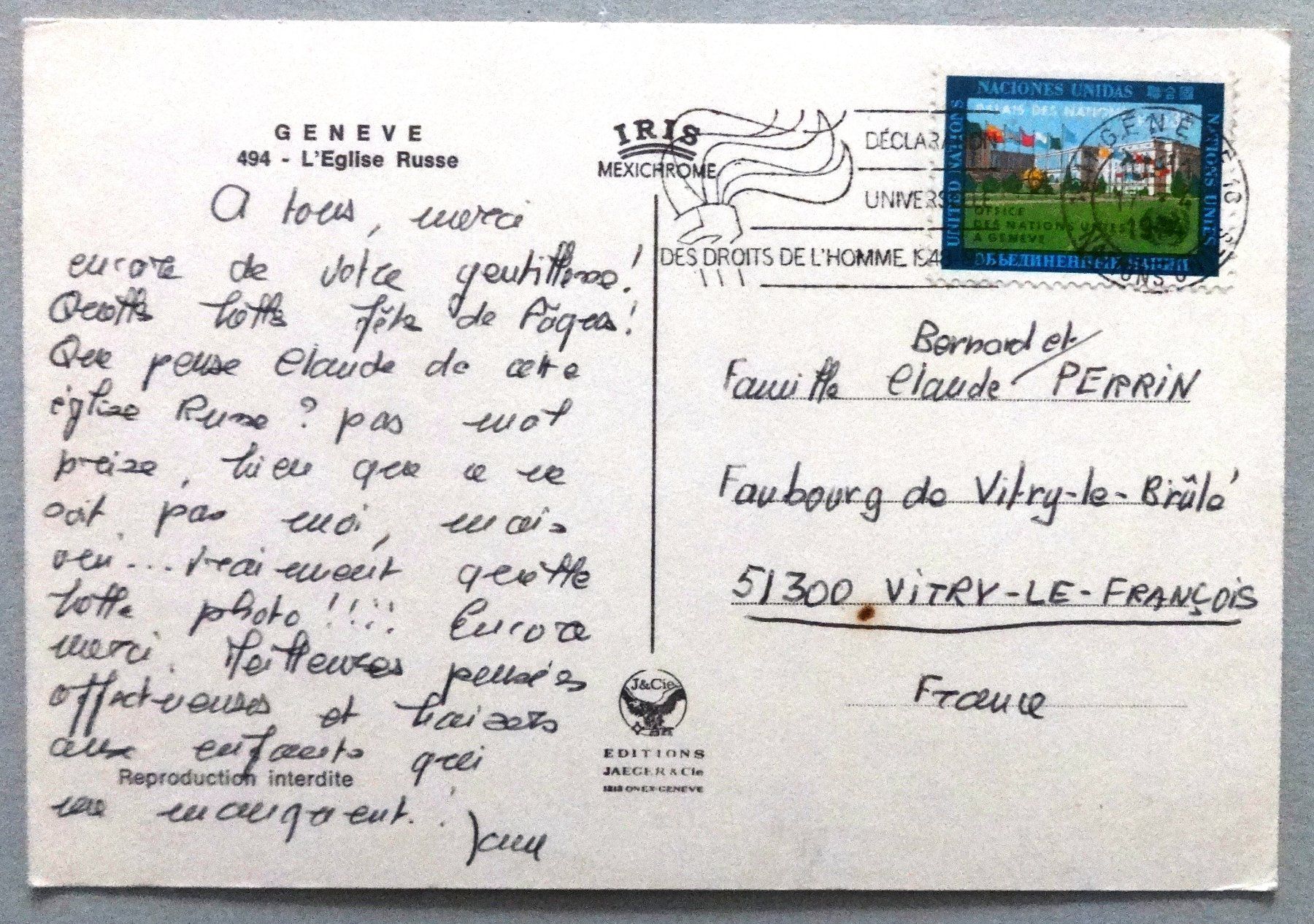 Cartoline postali: Genève - L' Eglise Russe – Usato da Fétigny venduto da Billy2miny 1