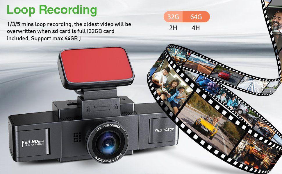 Action Cam: Dashcam-Videorecorder, Dreiobjektiv-Autokamera Parkmonitor – Neu und originalverpackt aus Genève von Top-Trend 7
