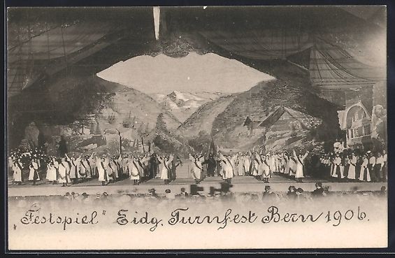 Cartoline postali: Bern, Eidg. Turnfest 1906, Festspiel-Auf – Usato da Berlin venduto da bartko-reher