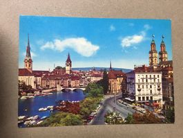 AK Zürich mit Limmat und Kirchen