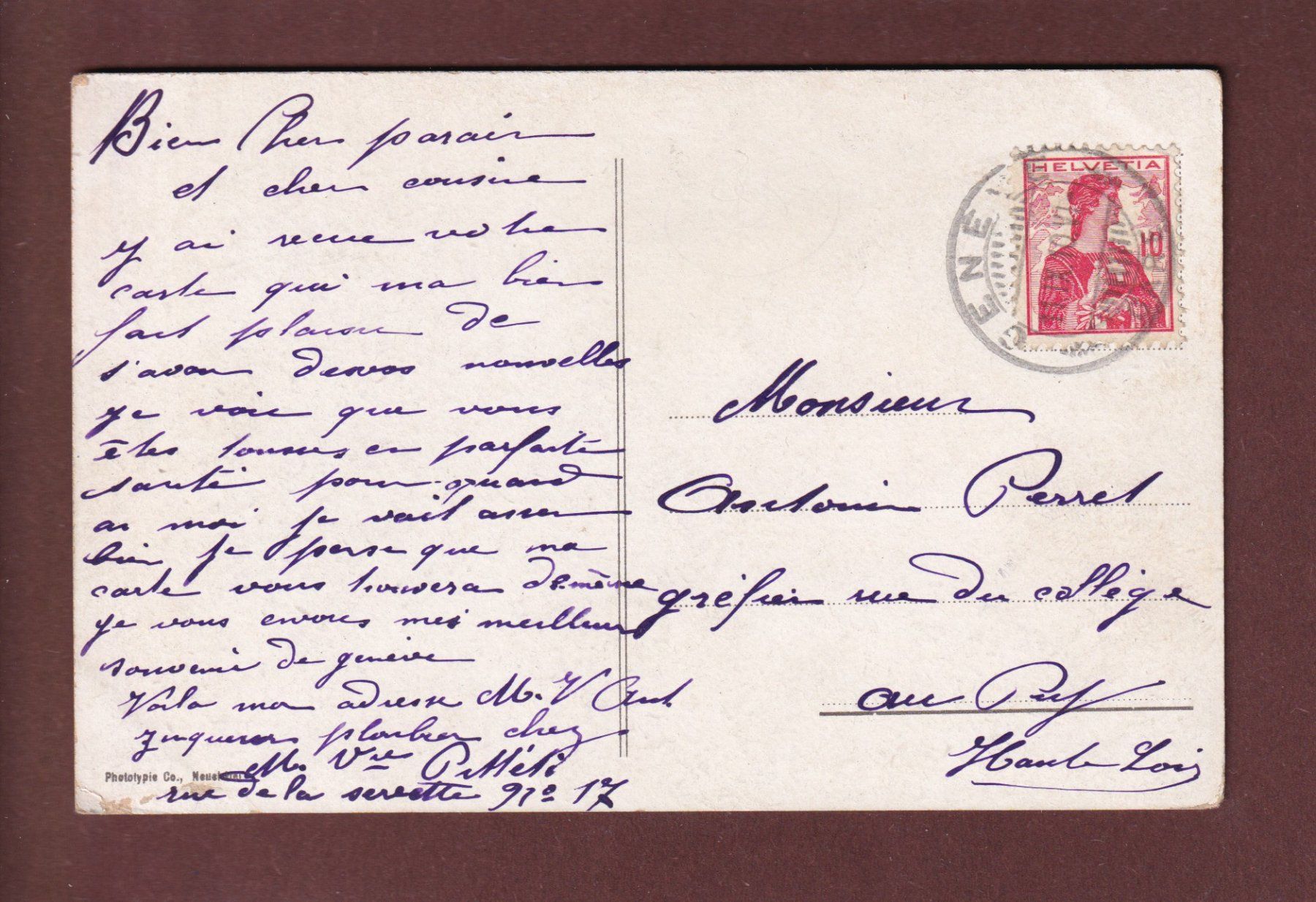 Cartoline postali: GENEVE - Gare et Place Cornavin - 1910 – Usato da Pully venduto da nicecards 1