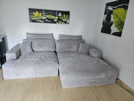 Ecksofa FELICIA Stoff hellgrau gute Zustand