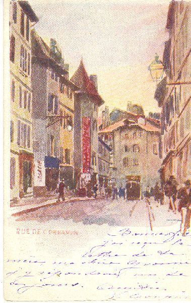 Cartoline postali: Genève - Rue de Cornavin - Litho + 1904 – Usato da Emmenbrücke venduto da teestube