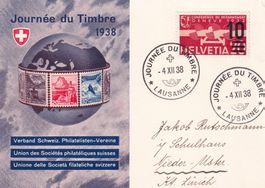 Tag der Briefmarke 1938 Basel-Lausanne-Lugano 4.12.1938