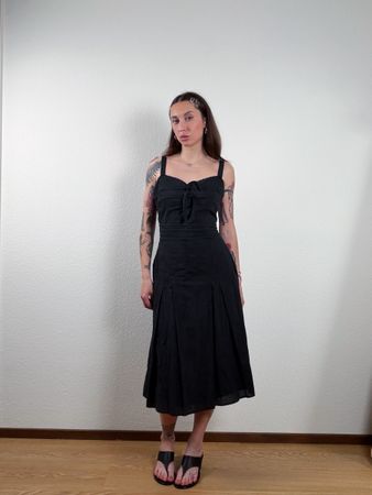 black summer cotton midi dress 