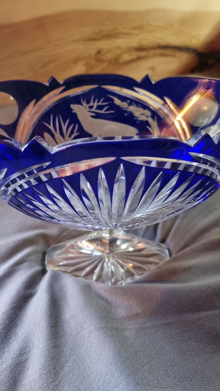 Bicchieri: .Kristallglasschale mit Hirsch – Usato da Sils im Domleschg venduto da platin01 8