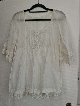 Damenbluse weiss aus Baumwolle -  Grösse S