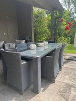 Swiss Rattan Gartentisch Set mit 6 Stühlen