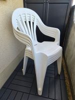 4 Chaises de balcon/jardin en plastique / Blanc / Empilable