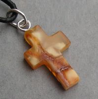 ♥ Baltischer Bernstein KREUZ ANHÄNGER / BUTTERSCOTCH ♥