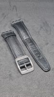 Bracelet de montre cuir noir boucle argentée Swatch 18mm