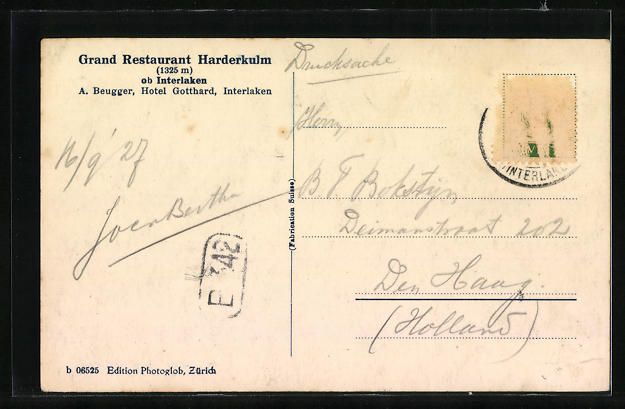 Cartoline postali: AK Interlaken, Bergbahn vor Bergpanorama – Usato da Berlin venduto da bartko-reher 1