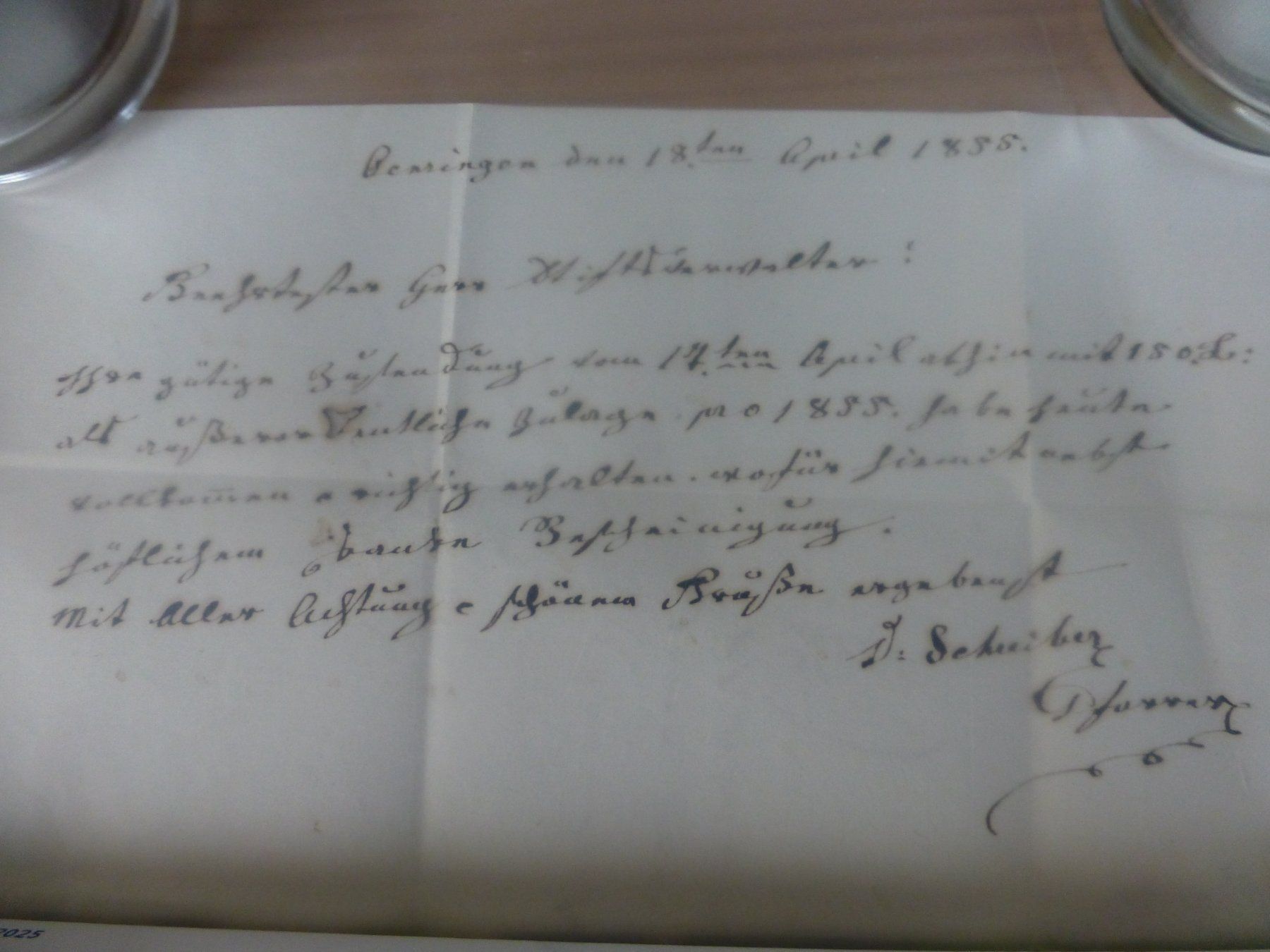 Documents: Oensingen 18. April 1855, Brief nach Solothurn – D'occasion à Bettlach par 1saurer 2