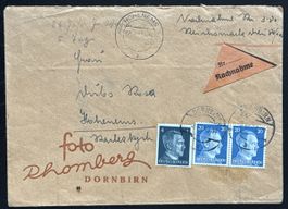 DR 1943 Brief Nachnahme Dornbirn Hohenems MiF