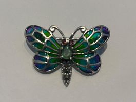 Silber Brosche mit Smaragd - Nr. T21