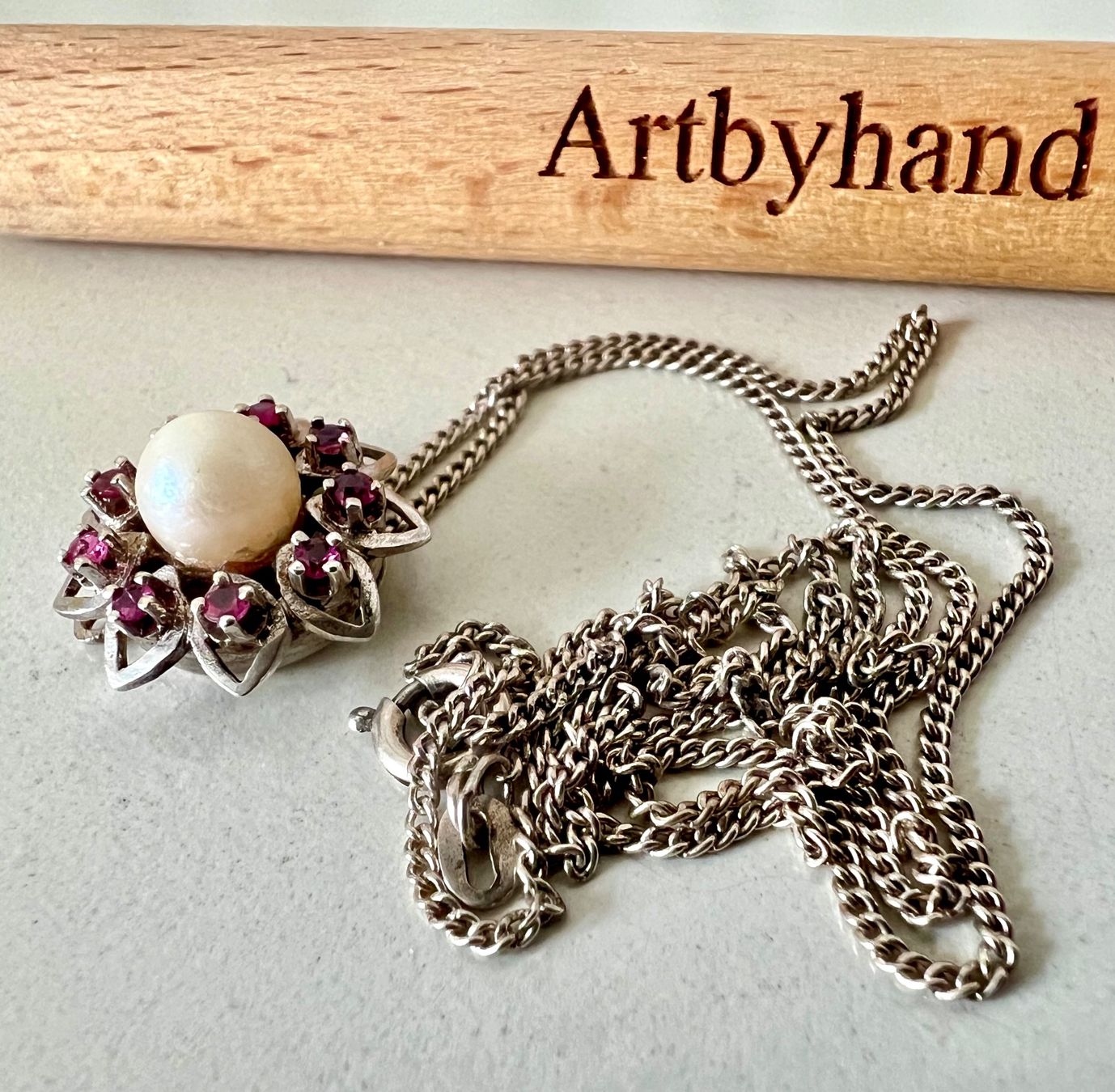 Catenine: Kordes & Lichtenfels Ensemble Silber 800 Rubinblüte & Perle – Usato da Ruswil venduto da artbyhand 8