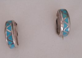 SILBER 925 CLIPSEN MIT.TÜRKIS EINLAGE