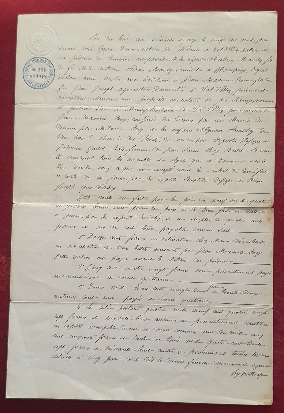 Documenti: Wallis 1883 - antikes Dokument – Usato da Kreuzlingen venduto da Rschweiz1 2