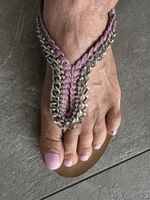 Sandaletten Damen Grösse  41 Leder Silber Ketten