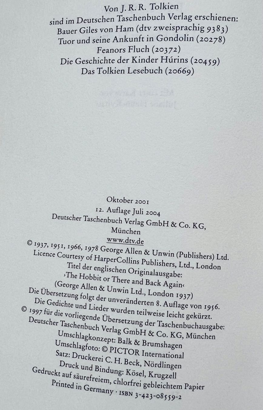 Bücher: Der Kleine Hobbit J.R.R.Tolkien – Gebraucht aus Bottmingen von  2