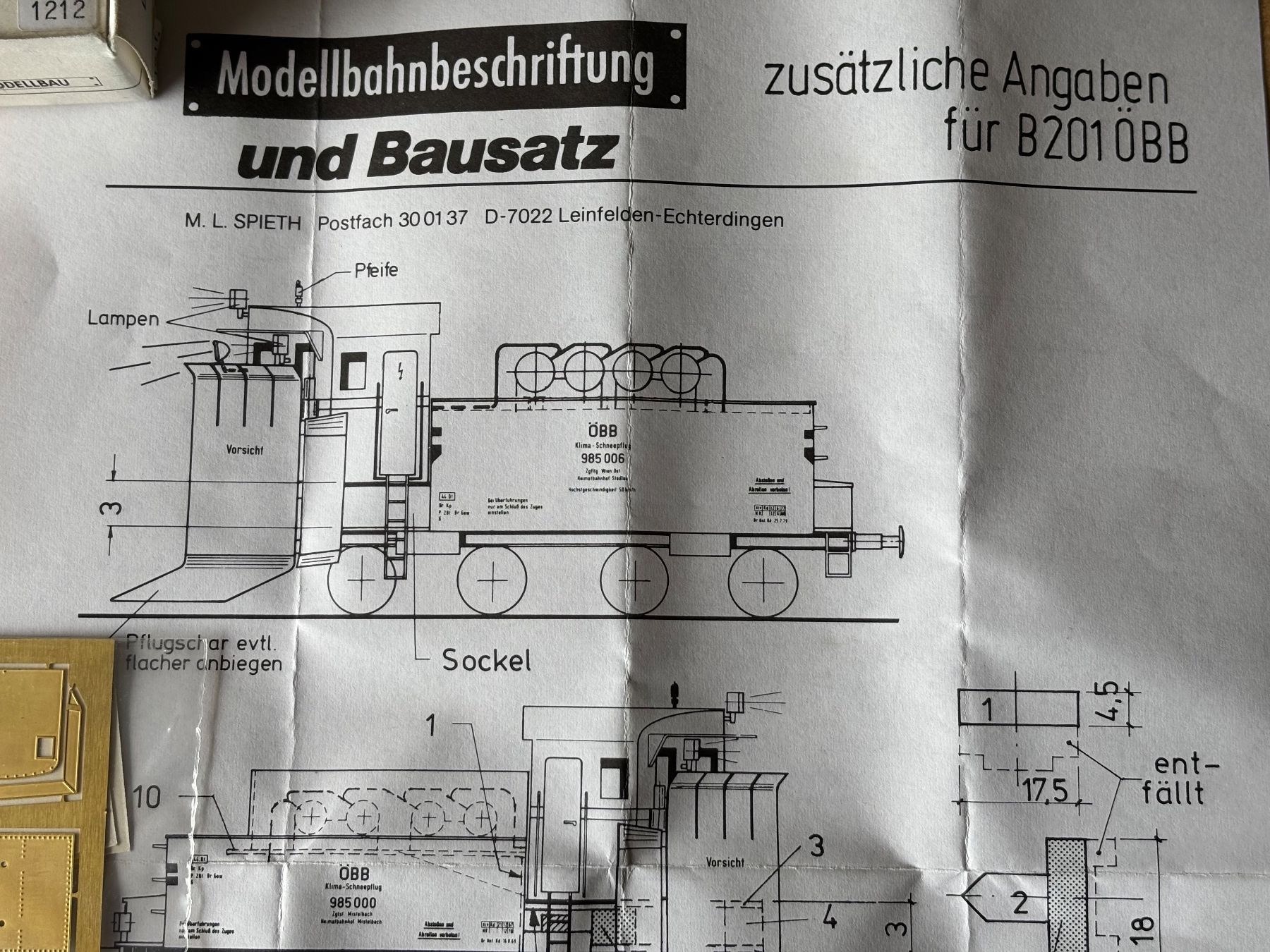 Modelleisenbahnen: Spieth Bausatz Messing fur Dampflok B201 öBB – Neu und originalverpackt aus Hauterive NE von eriamch 2