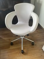 Drehstuhl weiss Kunstleder mit Rollen gebrauchter Zustand