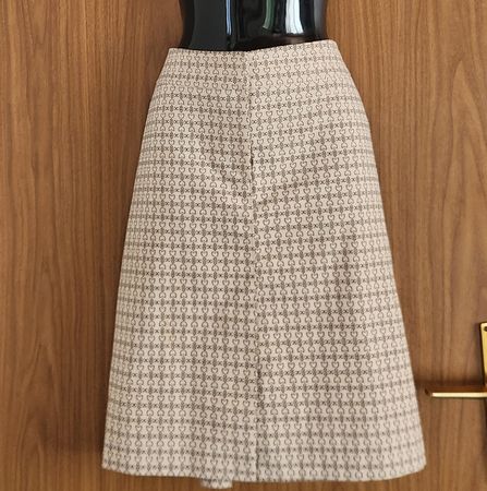 Jupe vintage chic motif monogramme beige-marron T38 élégante